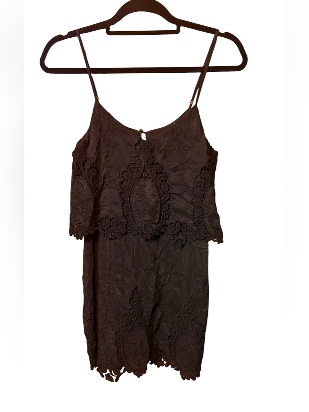 Dolce Vita Black Embroidered Lace Overlay Mini Dress Size Small